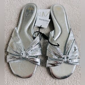 Silver Zara Sandals, NWT, Size 38